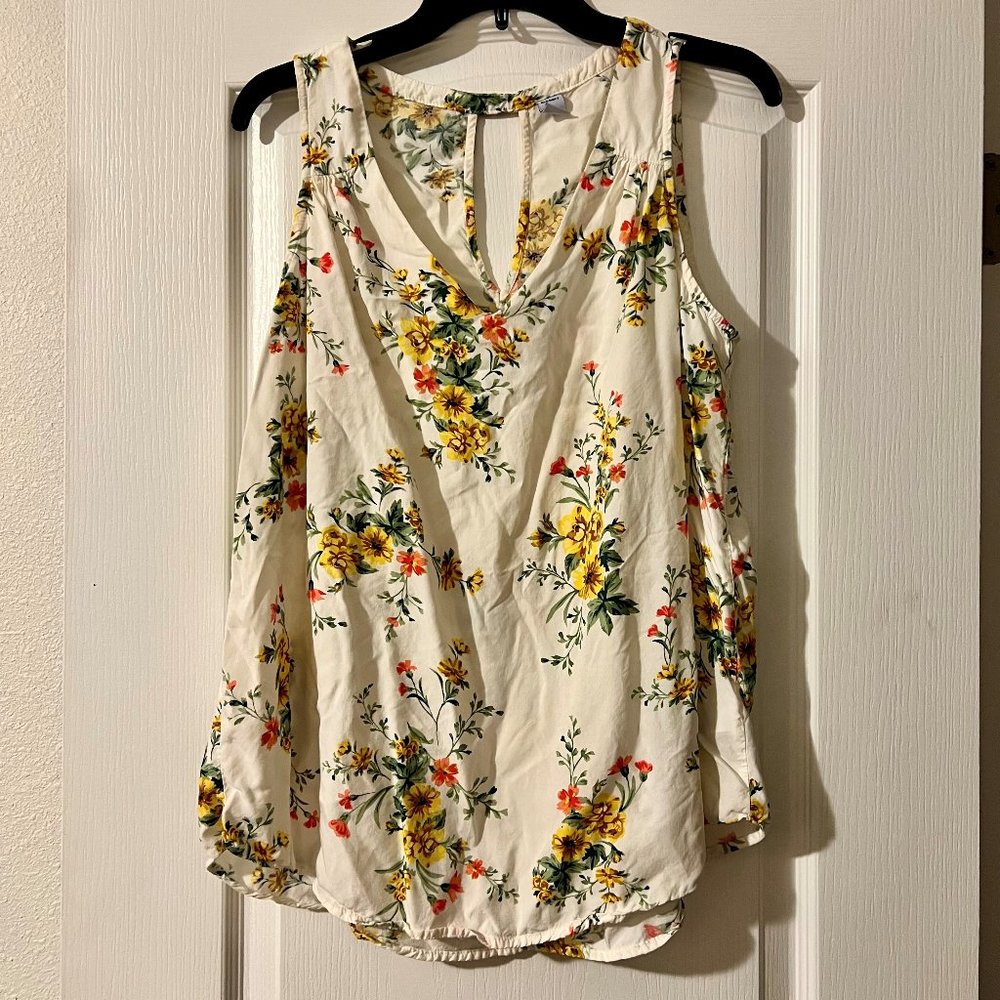 Old Navy White Floral Tank Blouse